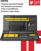 HOTO Precision Screwdriver Set, 110° Upright Workpad, Mini Electric Screwdriver with Charging Dock, 0.05/0.2 N·m Torque, LED Light, 26 Bits and 10 Repair Tools for Electronics, Phones, Laptops