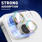 LucBuy 3PCS Sparkling Camera Lens Protector for iPhone 16/iPhone 16 Plus, Full Clear Acrylic Cover with Shiny Colorful Glitter Designed Decoration Back Camera Protector
