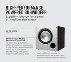 Polk Audio PSW10 10" Powered Subwoofer – Power Port Technology, Up to 100 Watts, Big Bass in Compact Design, Easy Setup with Home Theater Systems, Timbre-Matched with Monitor & T-Series Polk Speakers