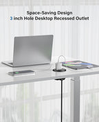 Jgstkcity 65W USB-C Hidden Desktop Power Grommet: 1 AC Outlet,8 USB Charging Ports,3'' Hole Flush Mount Pop-Up Power for Conference Tables & Nightstands (Black, 6 FT)