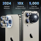 Uyiton Compatible with iPhone 16 Pro/iPhone 16 Pro Max Camera Lens Protector - [Not Easy to Break][Strong Adsorption][Case-Friendly] Metal Tempered Glass Rear Camera Screen Cover - Natural, 2 Pack
