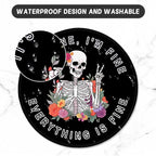 ITNRSIIET Round Mouse Pad with Stitched Edge Premium-Textured Waterproof Non-Slip Rubber Base Desktop Protection Mat Diameter 8.7 inches, Flower Skull