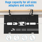 No Drill Under Desk Cable Management Tray, 36" Cord Management Tray with Cable Loop, Upgraded Oxford Fabric Wire Management for Standing Desk - No Damage to Table