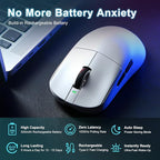 R1 SE+ Wireless Gaming Mouse, 18000 DPI, High-Precision PAW3395 SE Sensor,55g Lightweight,Three Connection Modes Mouse, Programmable Ergonomic Mice Suitable for Laptops/PC/Mac (White)