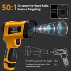 -58°F to 3992°F High-Temp Temperature Gun, Industrial IR Thermometer Gun High Precision Triple Laser Non-Contact Pyrometer Termometer for Furnace, Kiln, Forge, Furnace, Engine, HVAC