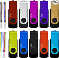 8GB USB Flash Drive 10 Pack, Nicepicten USB 2.0 Thumb Drives Zip Drive USB 8GB Memory Stick Swivel Pendrive Jump Drives Multipack with 10PCS Lanyard for Events Office (Colorful 10Pack 8 GB)