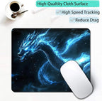 Witchy Blue Japanese Dragon Custom Mouse Pad with Non-Slip Rubber, Small Square Design for Wireless Laptop & Computer Mouse Pads for Desk, 9.5 x 7.9 inch Smooth Surface for Gaming & Office