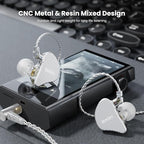 BASN Mix-PD in Ear Monitor,1Planar Driver + 1Dynamic Driver HiFi IEM Earphones with CNC Crafted Metal Cover, Wired 0.78mm 2-Pin Silver Plated Detachable Cable for Musicians (Silver)