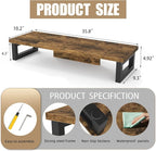 WESTREE Dual Monitor Stand Riser, Wood and Steel Monitor Stand Riser, Computer Monitor Stand for 2 Monitors, Multi-Purpose Desktop Storage Stand for Computer,Laptop,Printer,TV