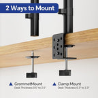 Simple Trending Dual Monitor Stand, Monitor Arm, Heavy Duty Adjustable Monitor Desk Mount for 2 Screens up to 27 Inches, Black