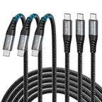 Dasku USB C to USB C Charging Cable (Type C to C, Black, 3FT+3FT+3FT)