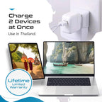 Ceptics Thailand Travel Adapter with Dual Usa Input (Type O) Ultra Compact - 3 Pack - Safe Grounded Perfect for Cell Phones, Laptops, Camera Chargers and More (CT-18)