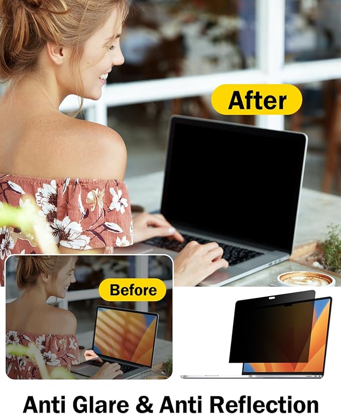 F FORITO 360° Privacy Screen Protector Compatible with MacBook Pro 16 inch (2019, 2020), Anti Peeping, Anti Glare and Scratch Resistant Laptop Privacy Screen Shield