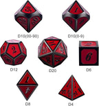 DnDnD Red D&D Game Dice,7 Die Polyhedral Metal Dice with Gift Metal Tin for RPG DND Dungeons and Dragons Dice Collector Board Game Player