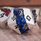 Polyhedral Metal Dice Set,7pcs Set Glitter Stripe DND Dice with Gift Box for RPG