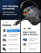 Retractable Car Charger 4 in 1 Fast Car Phone Charger Adapter with Type C & Apple Cords Compatible with iPhone 16/15/14/13/12/11, Galaxy, Pixel