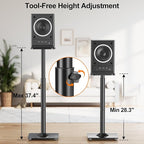 ELIVED Universal Speaker Stands Height Adjustable 28"-37.4", Bookshelf Speaker Stand Pair for Satellite Studio Large Speakers Up to 22 lbs, Surround Sound Speaker Stand with Cable Management, Black