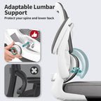 TRALT Office Chair - Ergonomic Desk Chair with Adjustable Lumbar Support, Mesh Computer Chair, Executive Chairs for Home Office Comfortable Lumbar Support (White)