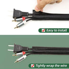 Split Wire Loom Tubing, Cable Protector Sleeve, Braided Cable Management for TV/Computer/Home Theater/Engine Bay, Cord Protectors from Pets No Chew (Black, 3/4"-10ft)