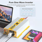 XWJNE 2000W Pure Sine Wave Power Inverter 24V DC to 120V GFCI AC Converter with LCD Display and Remote for Home, RV, Truck, Off-Grid Solar Power