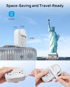 TROND Flat Plug Power Strip: 3.3ft Wrapped Short Extension Cord with 4 Outlets, 4 USB Ports, Small Charging Station, Travel Home Office Cruise Ship Dorm Room Essentials, Gray