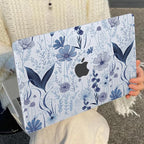 Compatible with 2018 2019 2020 2021 MacBook Air 13 inch Case M1 A2337 A2179 A1932, Clear Printed Pattern Hard Shell Case & Keyboard Cover for Mac Air 13 M1 Touch ID, Navy Blue Wild Flowers