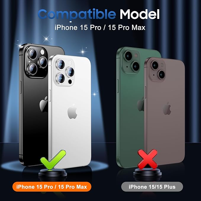 UniqueMe for 3 Pack iPhone 15 Pro/iPhone 15 Pro Max Camera Lens Protector, [Drop Protection] [Case Friendly] 9H Tempered Glass Camera Cover Screen [Update New Version] - Bright Purple