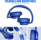 KVIDIO Bluetooth Headphones Over Ear, 65 Hours Playtime Wireless Headphones with Microphone, Foldable Lightweight Headset with Deep Bass, HiFi Stereo Sound Low Latency for Travel Work Cellphone