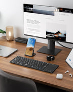 Samsers Foldable Bluetooth Keyboard with Touchpad, Full-Size Wireless Folding Keyboards with Holder, Rechargeable Portable Travel for iOS Windows Android Mac OS, Support 3 Devices (BT5.1 x 3)