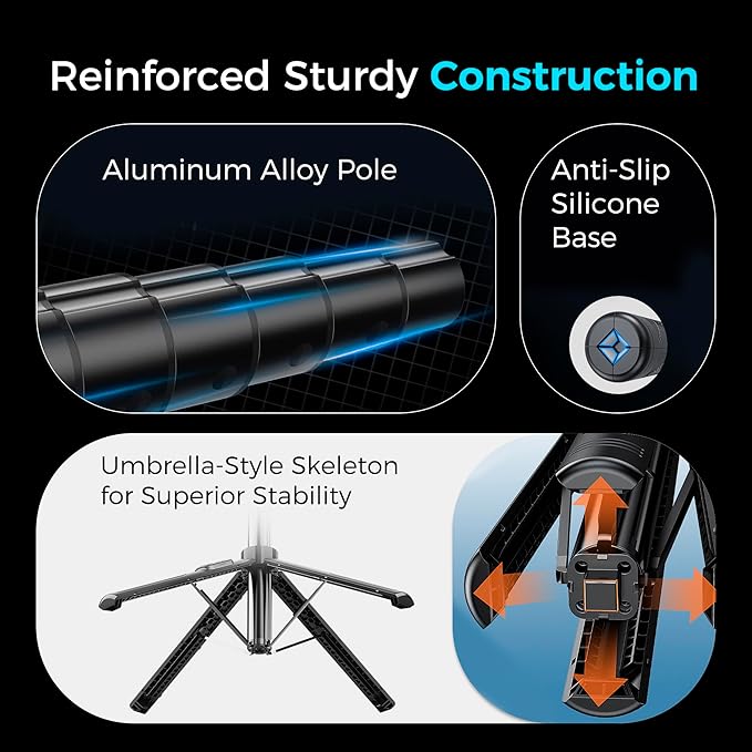 Auto Face Tracking Tripod & 360° Rotating Selfie Stick with Light, Smart AI Motion Sensor, Facial Recognition, 1-Axis Gimbal Stabilizer Phone Holder for iPhone/Android, TikTok Video Recording/Vlog
