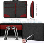 Hseok Laptop Case 15 15.6 16 inch Sleeve with Handle and Hidden Strap,Compatible with MacBook Pro 15.4 16, 360° Protective PC Briefcase with 4 Pockets for Laptop Accessory,Easy to Carrying,Red