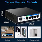 Poe Switch, 5 Ports Gigabit PoE Switch (4 Ports gigabit Switch + 1 gigabit uplink+ 1 SFP Slot) Cloud Managed Gigabit Ethernet Switch, 4 Poe Ports @52W, Web/APP Smart Managed, Remote Detection/Restart