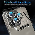 YWXTW Camera Lens Protector for iPhone 16 Pro/iPhone 16 Pro Max, [1 Step Installation Tray] Tempered Glass Screen Protector Metal Individual Camera Cover Accessories Case Friendly (Natural Titanium)