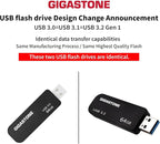 Gigastone Z30 64GB USB3.0 Flash Drive, Capless Retractable Design Pen Drive, Carbon Fiber Style, Reliable Performance & Durable