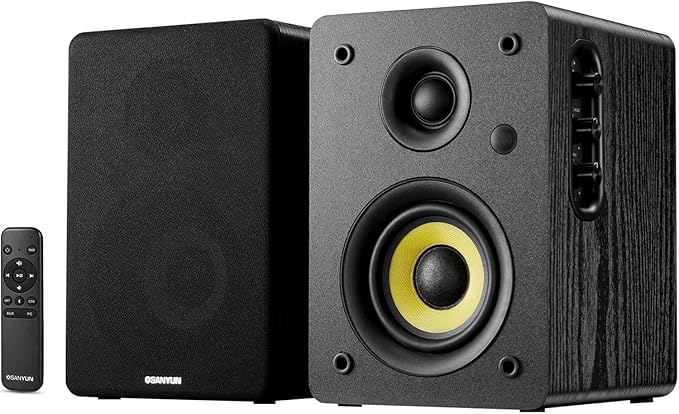 SW206 4” HiFi Bookshelf Speakers with Studio Mode, 80W Active, Bluetooth 5.4/Optical/Coaxial/TRS/Aux/24bit DAC USB, for Turntable TV PC Desktop, MDF Cabinet, Remote Control, Black