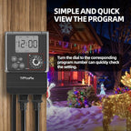 TiFFCOFiO New Digital Outdoor Timer Waterproof, Dial Programmable Method, Outdoor Light Timer with 2FT Extension Cord, 2 Grounded Electrical Outlets for Lights, 6 Sets of Programs, 20A/2500W