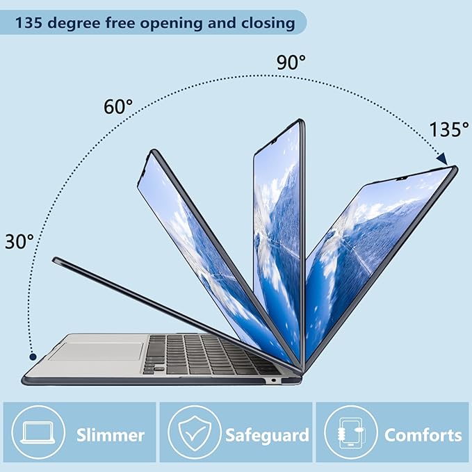 Compatible with MacBook Air 13.6 inch Case, M4 A3240/M3 A3113/M2 A2681 (Released 2025 to 2022), Hard Shell, Keyboard Cover, Screen Protector, Webcam Cover & Type-C Adapter, Black Bows