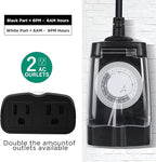 G-Homa 24 Hour Mechanical Outdoor Timer Outlet, Outdoor Timer for Lights, Waterproof, 2 Grounded Outlets, 15A 1/2HP, Heavy Duty, ETL Listed