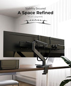 Dual Monitor Arm Desk Mount with Gas Spring & USB Charging, Fits 17–32” inches Screens up to 33 lbs, VESA 75x75/100x100, Crossbar Handle for Easy Adjustment, Black, Dual