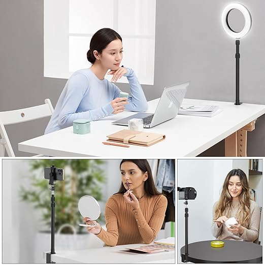 2 Pack Desk Mount with 1/4" & 3/8" Screws, Ball Head, 17-41" Adjustable Aluminum Stand, for DSLR & Ring Light