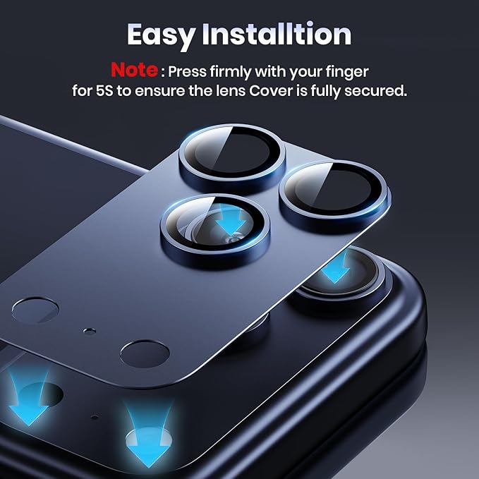 Hoerrye for iPhone 17 Pro Max Camera Lens Protector - [12FT Shatterproof Military Grade] [Strong Adsorption] 9H+ Tempered Glass Camera Screen Full Protective Cover Case Friendly,Deep Blue