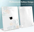 TWOLSKOO Compatible with M4 MacBook Air 13.6 inch Case 2025-2022 Release M4 A3240 M3 A3113 M2 A2681, Plastic Hard Shell & Keyboard Cover & Type C Adapter & Screen Protector, Engraved Floral