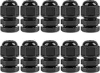 XHF 10 Pcs 1/4" IP68 Strain Relief Nylon Cord Grip NPT Cable Glands Adjustable UL Listed and RoHS Compliant (Black)