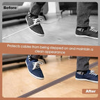 Floor Cord Cover for Wires on Floor Self Adhesive Cord Hider Floor Cable Management Wire Covers for Cords Protector Prevent Cable Trips Cord Cavity W 0.59" x H 0.31", Grayish Brown Wood, 20Ft