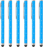 PATIKIL Stylus Pens for Touch Screens, 6 Pcs High Precision Universal Bling Stylus Crystal Metal Capacitive Pen for Touch Screen Devices Phone Tablets Laptop, Blue