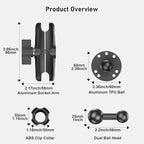 Industrial Tablet Mount for Truck&Vehicle, Heavy Duty Drill Base iPad Mount Holder for Car, Adjustable Aluminum Arm, Compatible w/ 4.7"-12.9" Devices, Perfect for Dashboard, Boats, Walls–Black