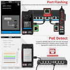 Multifunction RJ45 Network Caber Tester, 4" IPS Touch Screen UTP Cable Tester,Rechargeable Ethernet Cable Tracer,Support Network Tools, POE++ Detect,Cable Length Meter,RJ45 TDR Test, NCV,PD Power,FTP