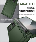 for Samsung Galaxy Z Fold 6 Case with Card Holder & Hinge Protection & Slide Lens Cover, Built-in S Pen Holder & Screen Protector, Heavy Duty Rugged Wallet Phone Case for Z Fold 6 2024, Green