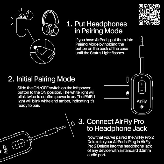 Twelve South AirFly Pro | Bluetooth Wireless Transmitter/Receiver Adapter for 2 Headphones, Audio Sharing, Compatible with 3.5mm aux Jack for Airplanes, TV, Gym, Stereo, and Travel, Evergreen