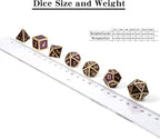 D&D Table Game Dice Set, 7PCS Metal Die with Metal Gift Box for Dungeons and Dragons (Dark Purple and Gold Number)